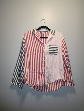 Victorias Secret Colorblock Striped Button Down Shirt | Medium